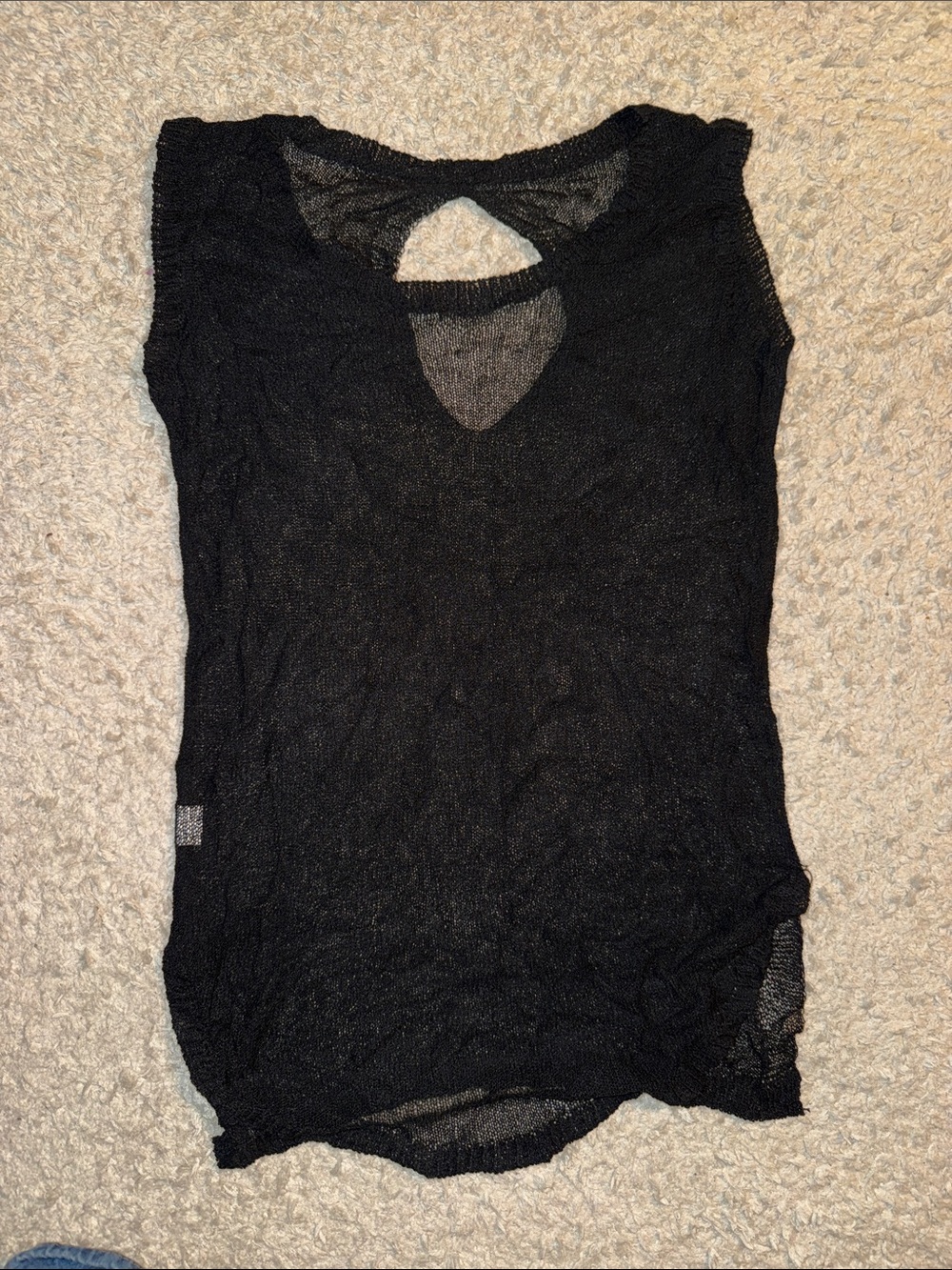 Black Sleeveless Knit Top with Cutout Detail - Women